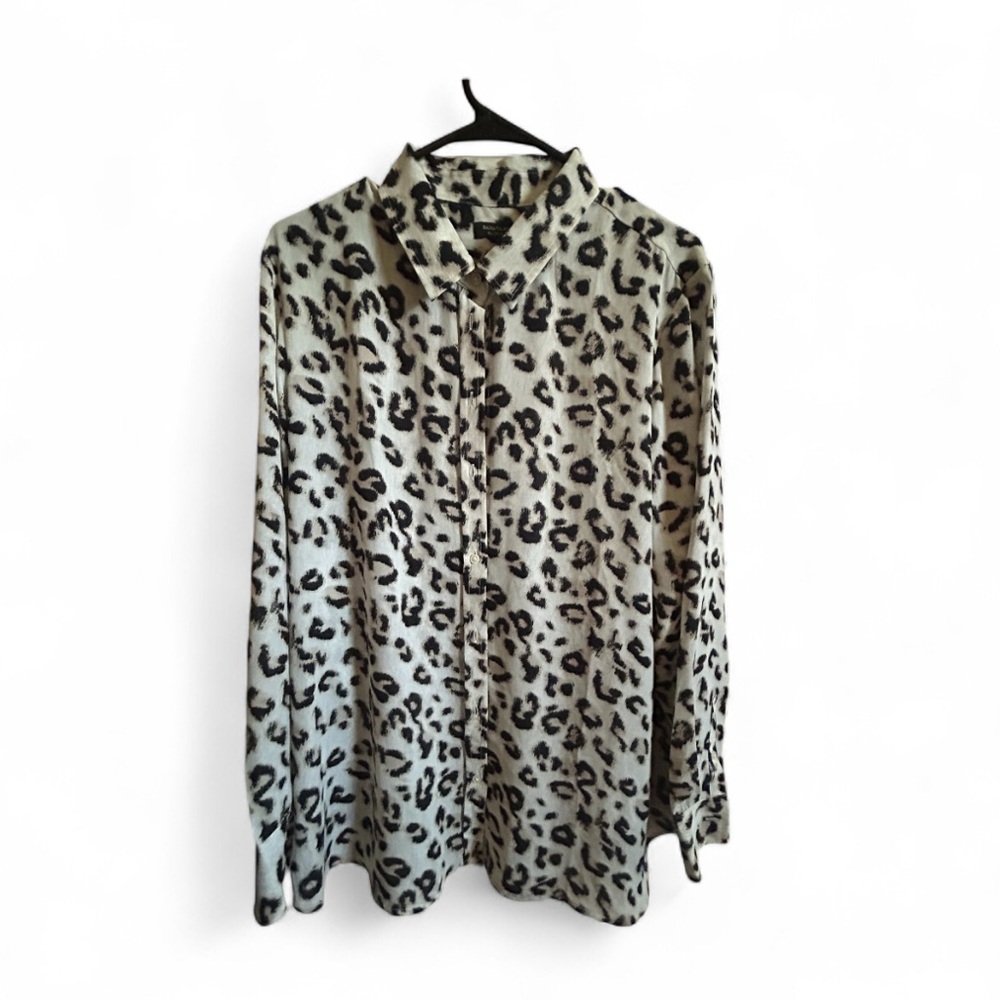 🌻 Banana Republic Dillon Classic Leopard Print Blouse Size XL